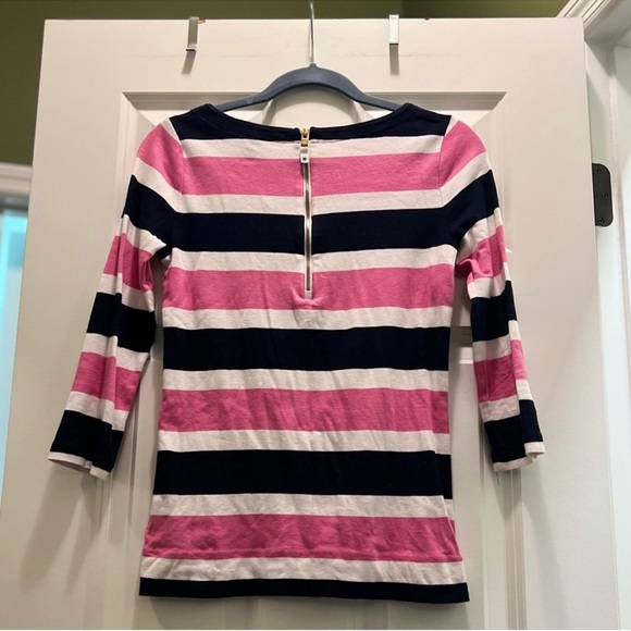 3/$19 Lauren Ralph Lauren Polo striped 3/4 sleeve zip back top - Picture 8 of 14